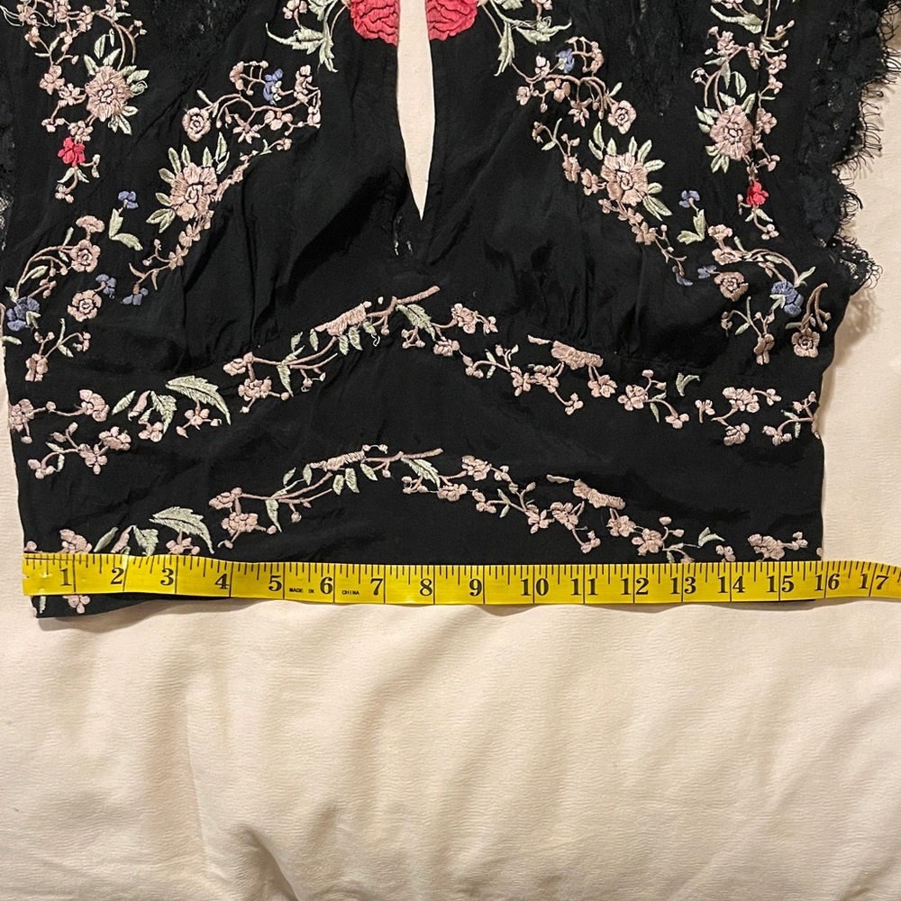 Sold!! Free People Black Lace Top with Floral Embroidery - Picture 4 of 12